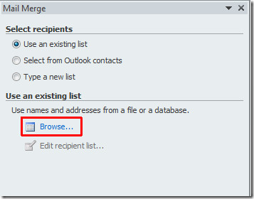 browse recpient list