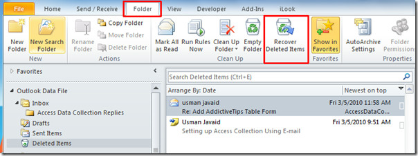 recover deleted items in outlook