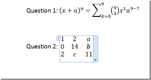 equation tool in word 2010