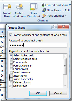 password protect cells in excel 2013