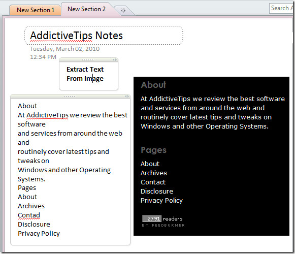 onenote extract text from image