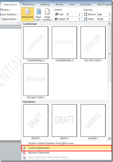 Watermark In Office Word 2010