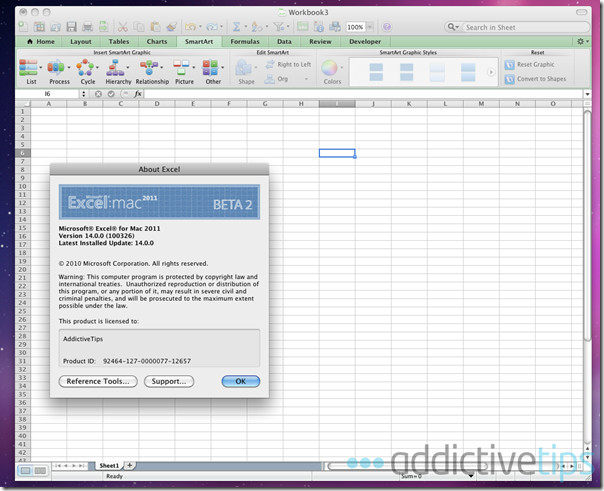 Excel 2011 - cửa sổ chính