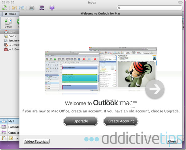 Outlook 2011 - tạo tài khoản
