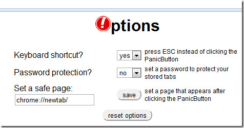 Panic Button options
