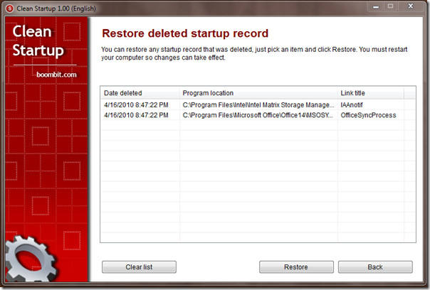 Restore deleted startup items