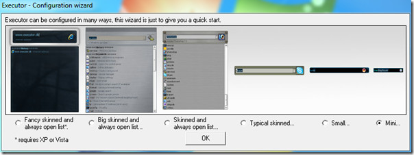 executor cofig wizard