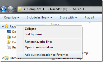 how to save favorites folder in windows 7