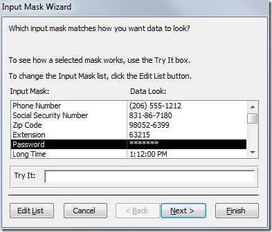 select passwordf