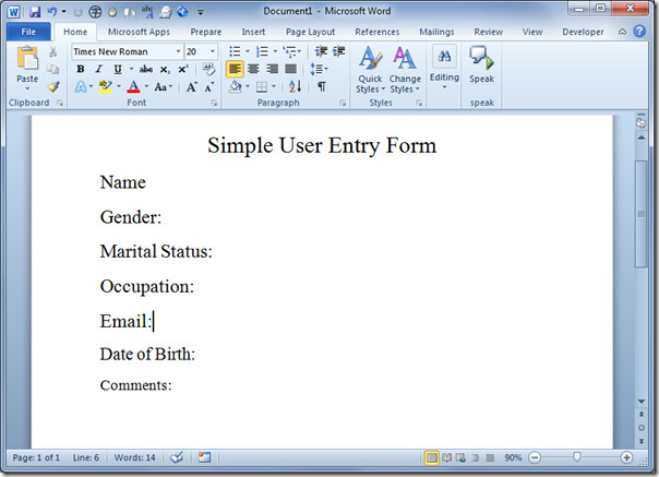 form fields in word 2010