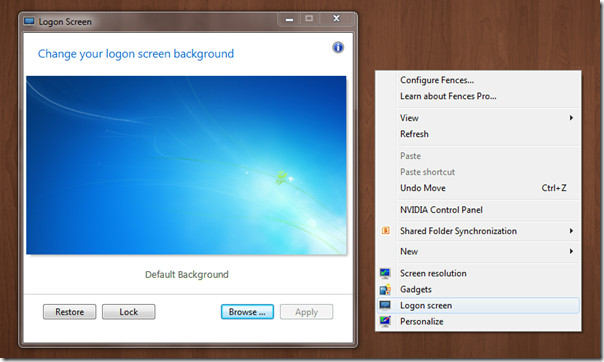 Windows 7 Context Menu Logon Screen Changer Windows 7 Context Menu Logon Screen Changer
