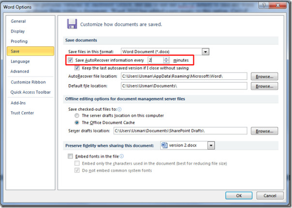 turn on autosave in word turn on autosave in word