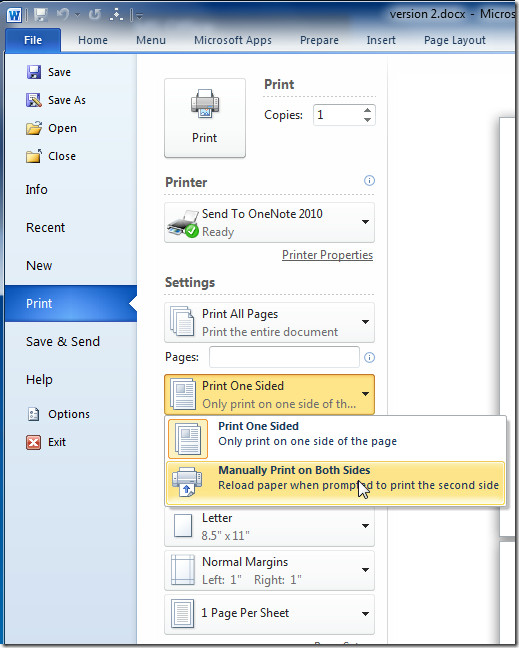Gammeldags Forsendelse stang How To Take Print On Both Sides Of Paper [Word 2010]