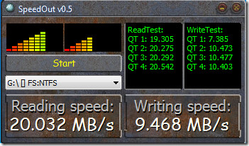 SpeedOut Checks USB & HDD Read/Write Speed