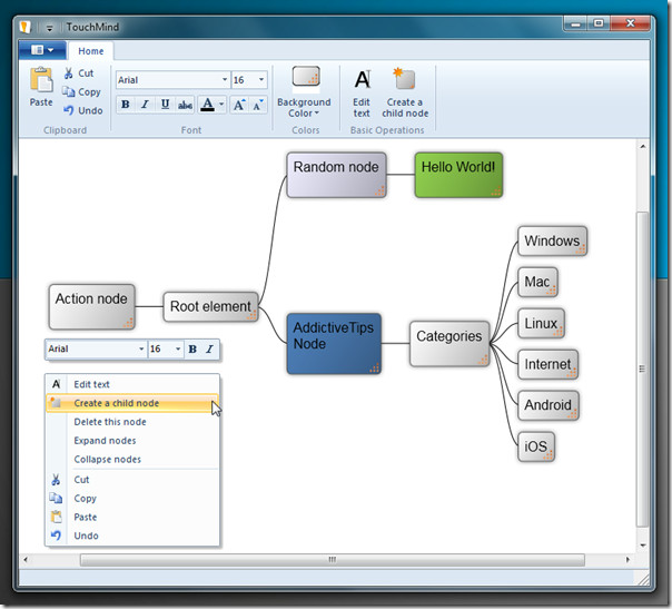 Free Mind Map Software With Multi Touch / Office 2010 Ribbon