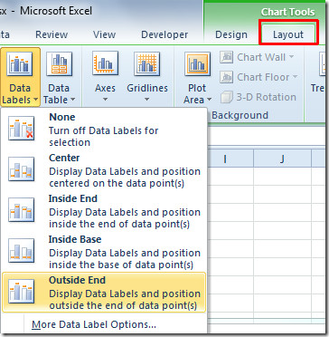Labels in excel 2010