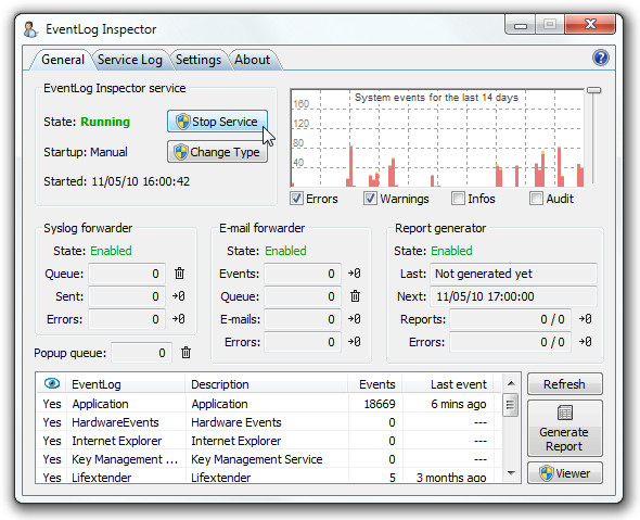 Eventlog. Windows \event Monitor. Inspect. Кнопка рефреш в окне инспектор.