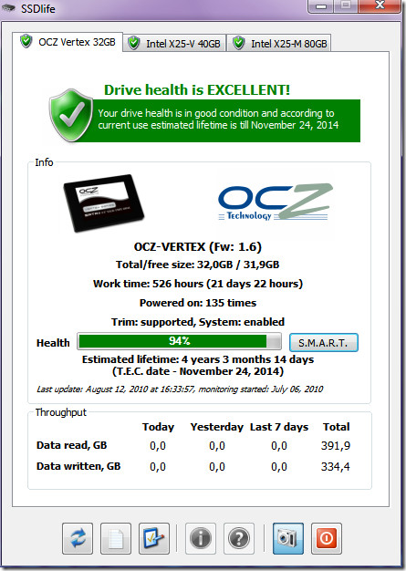 Monitor Check Health Status Of SSD Drives SSDlife