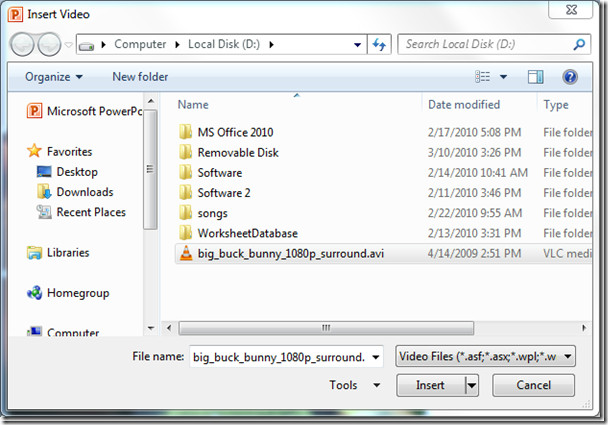 How to insert video file in powerpoint 2010 presentation