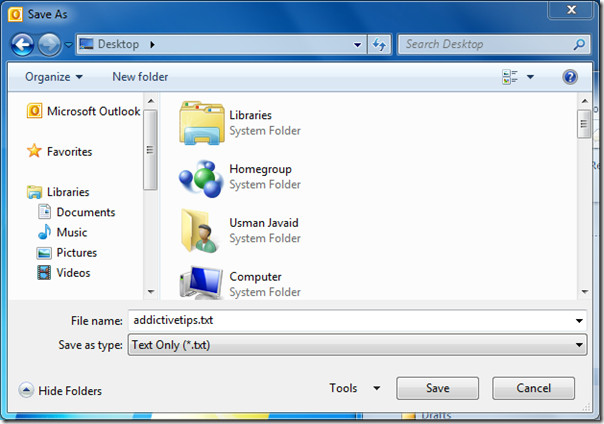 Outlook 2010 save email in text format txt 