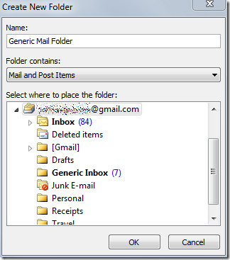 nie można tworzyć folderów w programie Outlook 2010