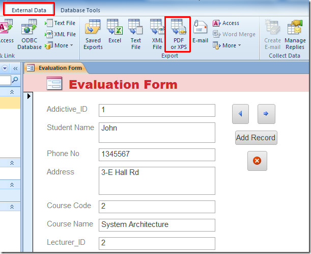 ms access form