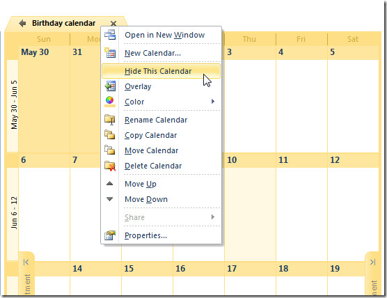 How To Hide Outlook 2010 Calendar
