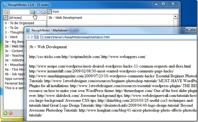 ResophNotes Markdown ResophNotes Markdown