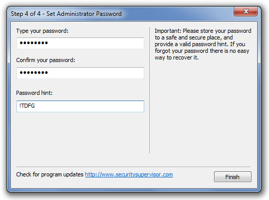 Step 4 of 4 - Set Administrator Password