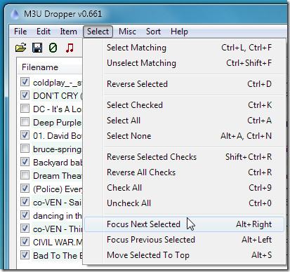 checked items checked items