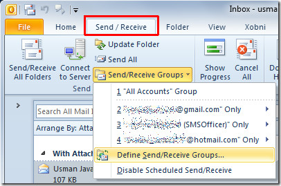 how to set auto send receive in outlook 2010