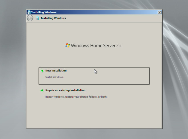 windows home server 2011 install