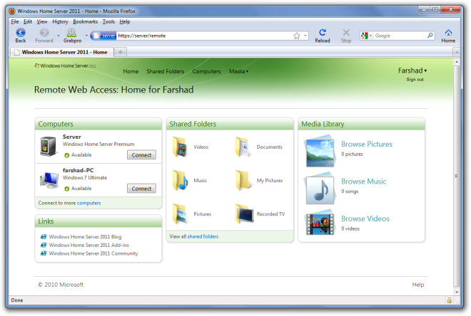 windows home server 2011 connector download