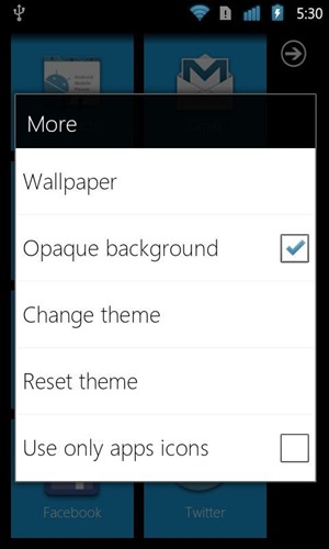 WP7 Launcher Android Options WP7 Launcher Android Options
