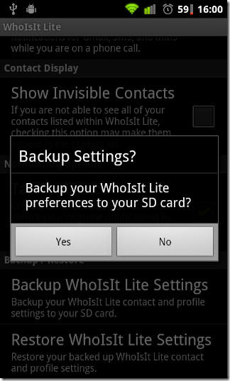 Bacup-Contact-Settings