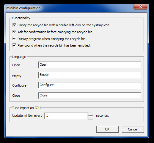 minibin configuration
