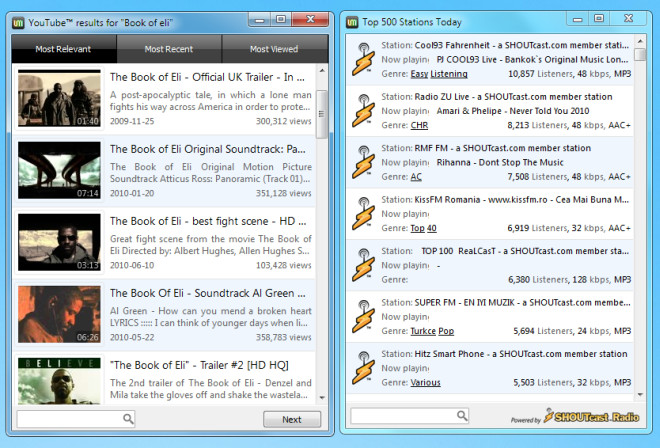 youtube and shoutcasts youtube and shoutcasts