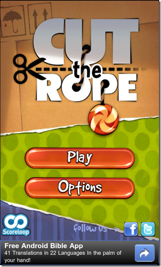 Cut the Rope For Android Main menu Cut the Rope For Android Main menu