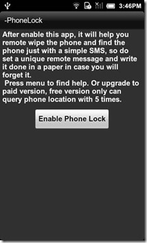 Enable Phone Lock Enable Phone Lock