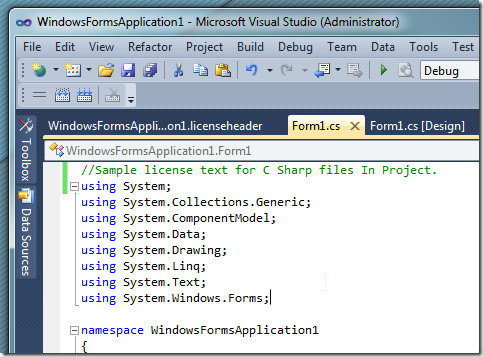 License Header Manager Adds License Text In Visual Studio Project Files