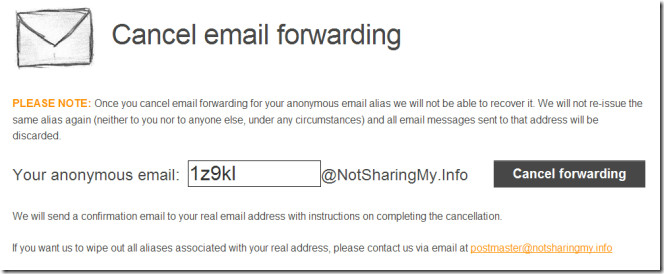 Cancel forwarding Cancel forwarding