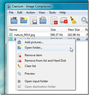 Right click menu Right click menu