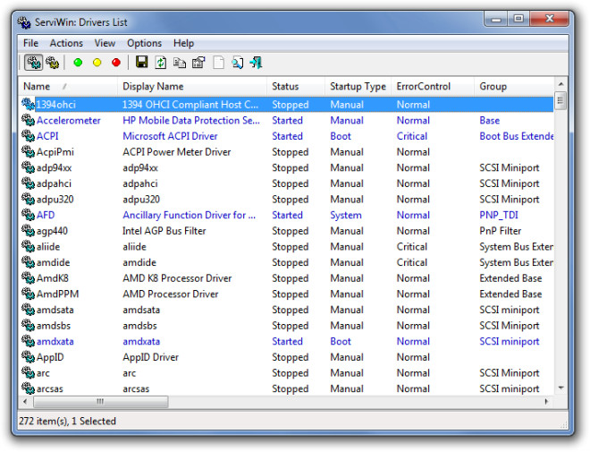 Driver list. SERVIWIN. Driver list Windows. Drive Handler.