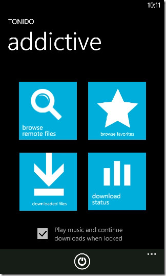 Tonido App Home Screen