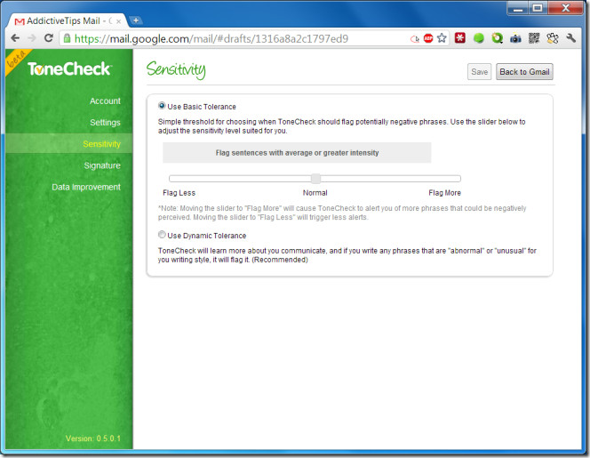 tonecheck sensitivity tonecheck sensitivity