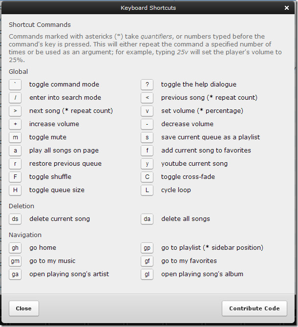 Grooveshark Enhancement Suite shortcuts Grooveshark Enhancement Suite shortcuts