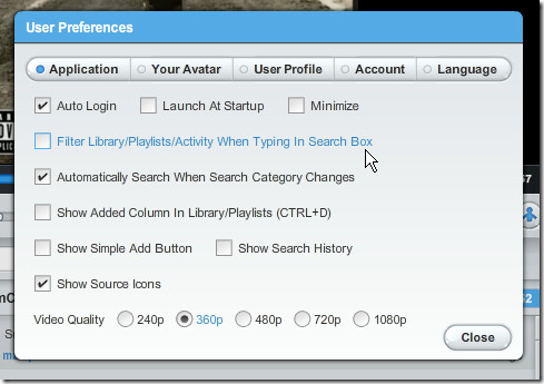 JamCloud preferences JamCloud preferences