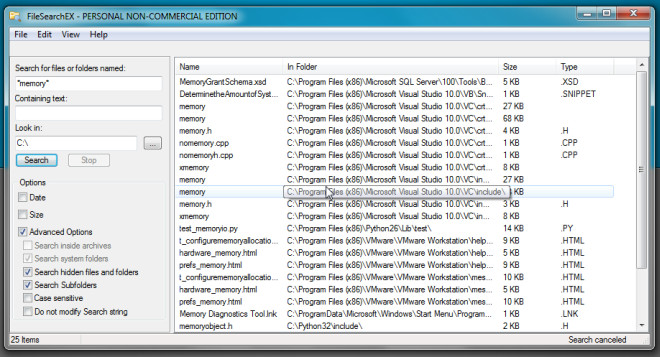 windows xp file search utility