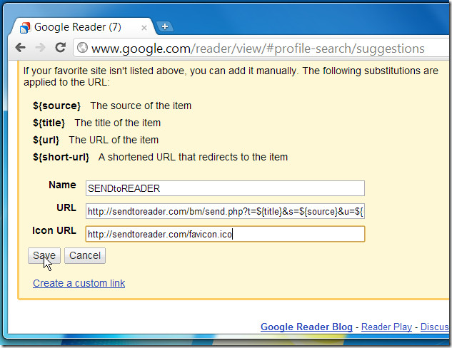 sendtoreader google reader sendtoreader google reader