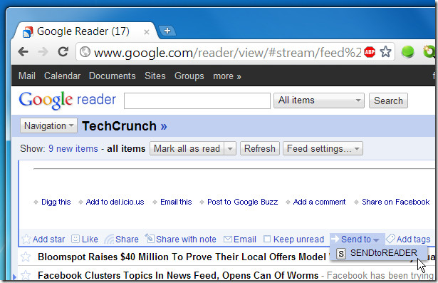 sendtoreader greader sendtoreader greader